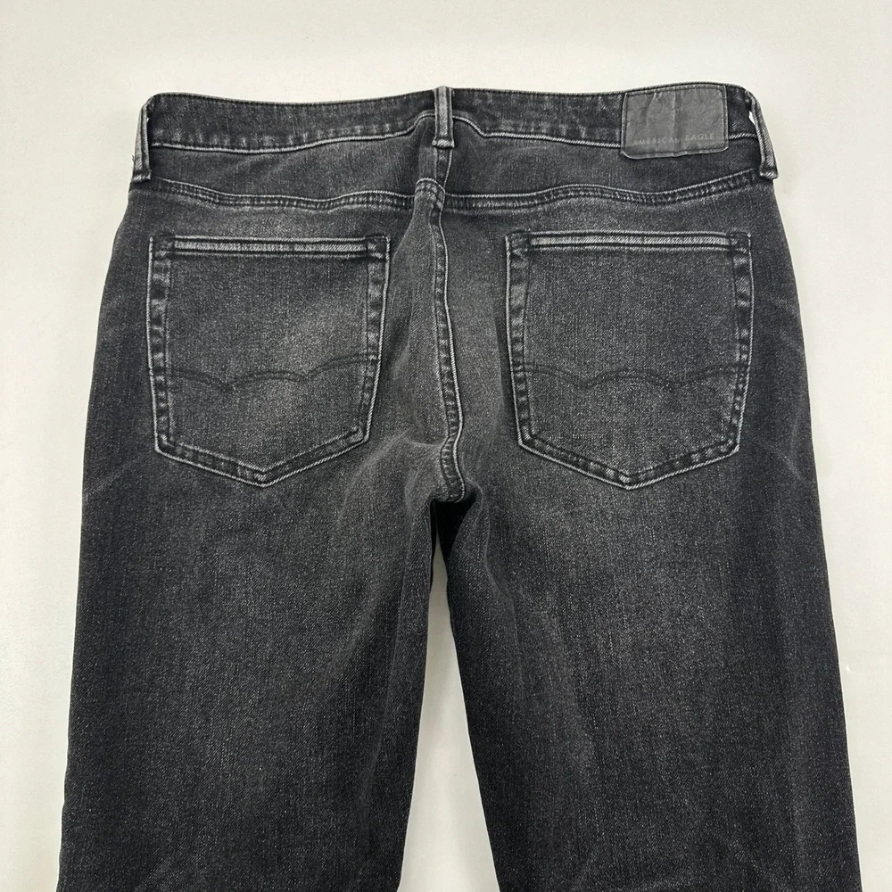 American Eagle Mens Athletic Skinny Jeans Black Distressed 32x32 21292
